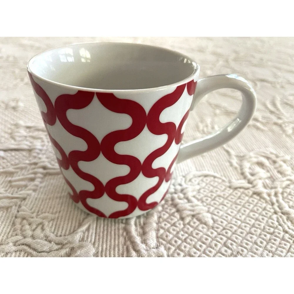 Crate & Barrel Geometric Design Mug Red White Cup Replacement